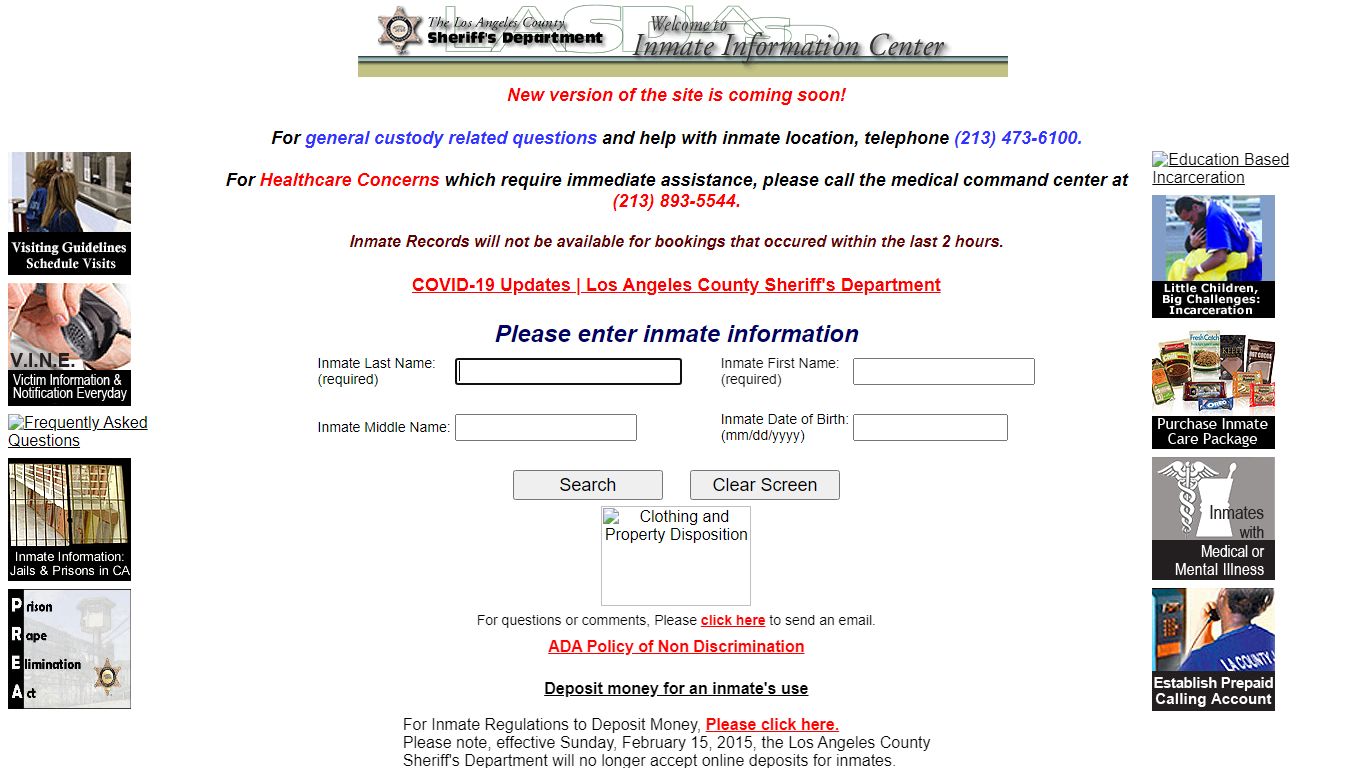 LASD Inmate Information Center - Inmate Search